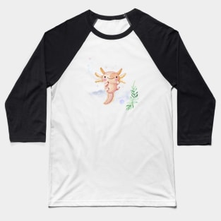 Cute Watercolor Axolotl Pattern Baseball T-Shirt